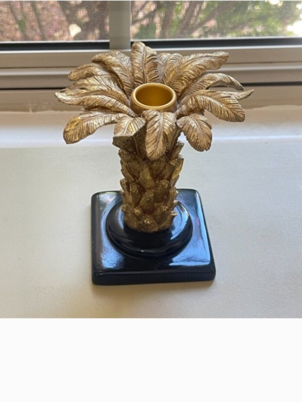Palm Tree Candle Stick Holder Stand Home Interiors Gold Black